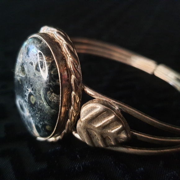 Vintage Jasper & Silver Bracelet - Picture 3 of 10